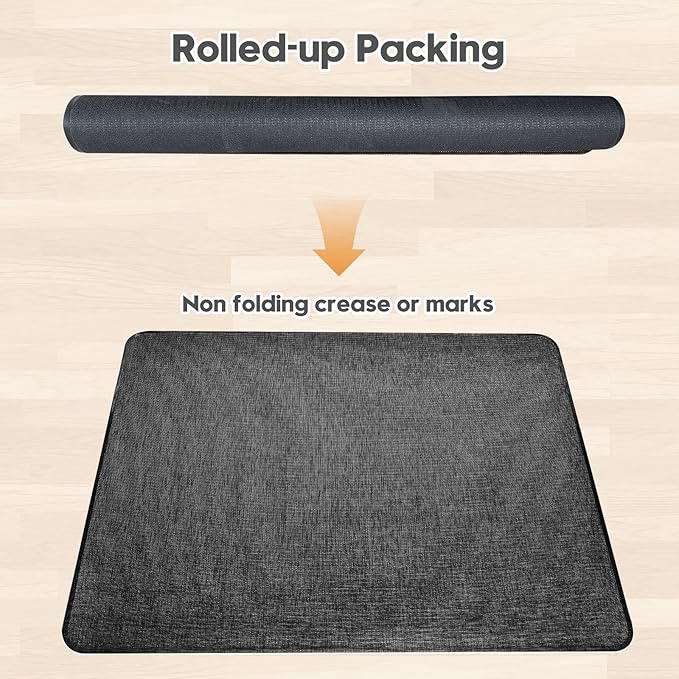 Sycoodeal Office Chair Mat for Hardwood & Tile Floor, 40" x 48" Computer Gaming Chair Mat for Rolling Chairs Non-Curve, Anti-Slip, Heavy Duty Floor Protector for Home Office (Dark Black)