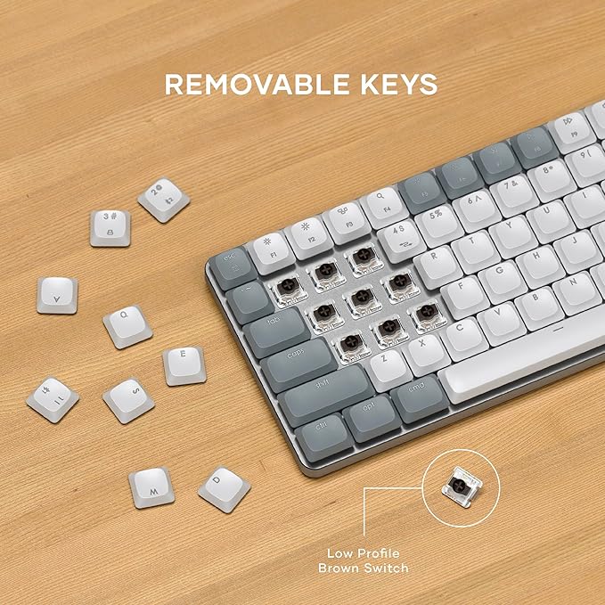 Satechi SM1 75% Mechanical Keyboard for Mac and Windows, LED Backlit Bluetooth Keyboard, 84 Keys Compact Wireless, Gaming, for Mac and Windows - Light Gray/White