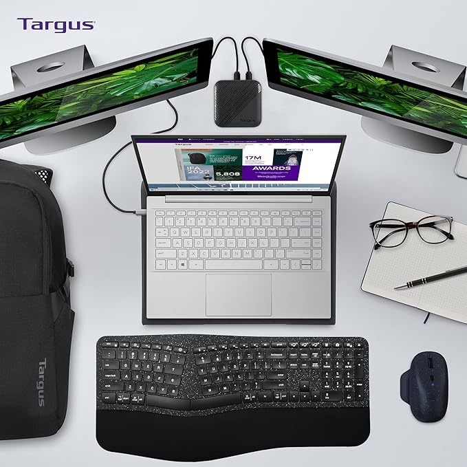 Targus 17 Inch Dual Fan Lap Chill Mat - Soft Neoprene Laptop Cooling Pad for Heat Protection,Fits Most 17" Laptops and Smaller - USB-A Connected Dual Fans for Heat Dispersion (AWE55US),(Pack of 8)