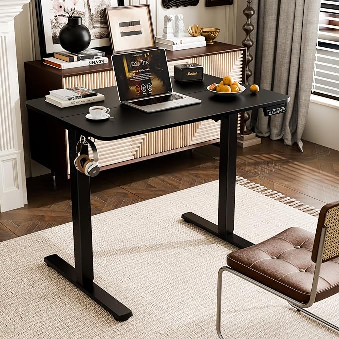 ERGOMAKER 35" Electric Standing Desk, Height Adjustable, Sit Stand Up Desk for Home Office & Computer Workstations, Memory Controller, Black