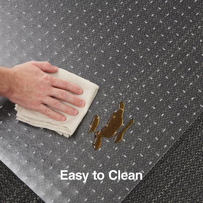 Staples Office Chair Mat, Clear Floor Mats with Lip, Flat-Pile Carpets, Extended Under-Desk Coverage, 48 x 36 Inch, Smooth Glide