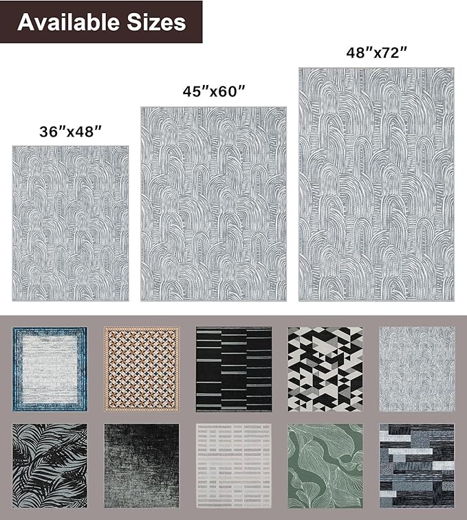 chakme Office Chair Mat for Hardwood Floor, 60"x45" Easy Glide Computer Desk Mat Protector for Rolling Chair Under Desk Rug Nonslip Backing, Machine Wash, (Arc)