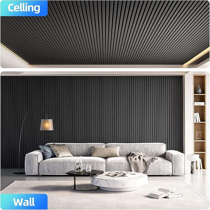 4 Pack Large Acoustic Panels Sound Absorbing with Self-Adhesive, 47.2”*23.6”*0.36” High Density Sound Proof Foam Panels for Walls, 3D Vertical Soundproof Wall Panels for Home Studio Office Decor-Black