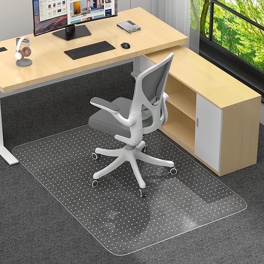 Office Chair Mat for Low Pile Carpet with Lip, 36" x 48" Clear Heavy Duty Plastic Floor Protector for Smooth Rolling Desk & Computer Chairs, Under Desk Chair Mat for Home Office
