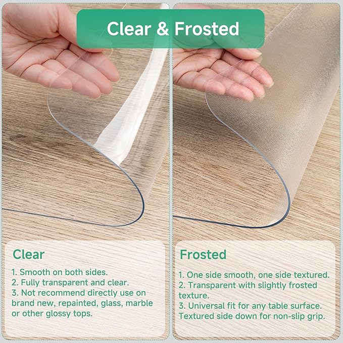 NATRKE Clear Desk Mat Pad, 39.4"x19.7" Large Transparent Computer Desk Mat Plastic Desktop Protector, PVC Writing Pad with Round Edge, Waterproof Wipeable Non-Slip Table Protector for Home Office