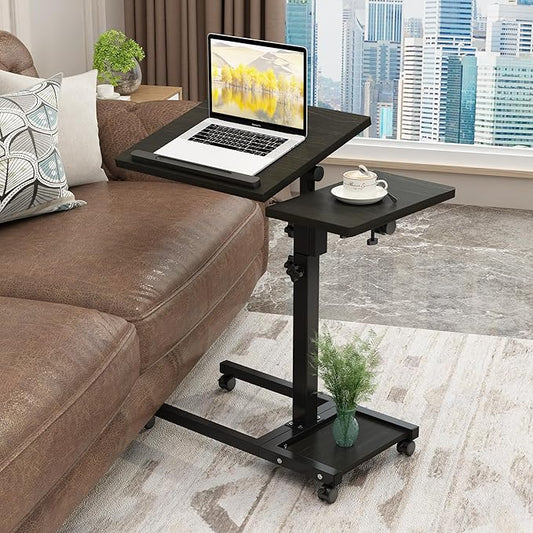 TigerDad Mobile Adjustable Height Laptop Stand PC Portable Laptop Swivel Table Rolling Table with Wheels Caster and Mouse Pad (Dekuwood)