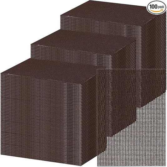 100 Pack Griddle 4x5.5'' Screen Grill Cleaning Screens Pre-treated Abrasive Mesh Pads for Flat Top Stainless Steel Griddle Cleaning Accessories Bundle