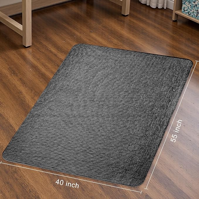 Sycoodeal Office Chair Mat for Hardwood & Tile Floor,Computer Gaming Chair Mat for Rolling Chairs Non-Curve, Anti-Slip, Heavy Duty Floor Protector for Home Office,Dark Black (40" x 55")