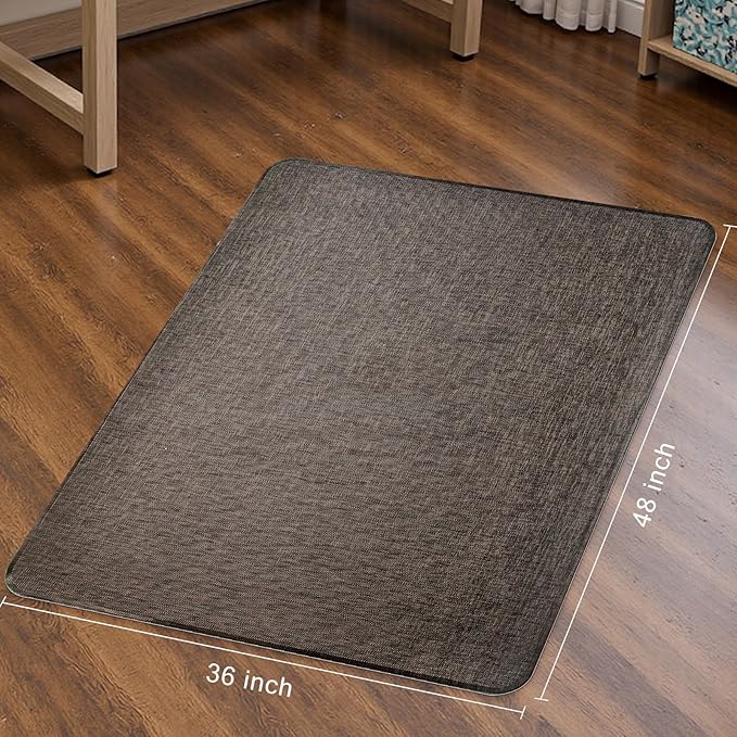 Sycoodeal Office Chair Mat for Hardwood & Tile Floor, 36" x 48" Computer Gaming Chair Mat for Rolling Chairs Non-Curve, Anti-Slip, Heavy Duty Floor Protector for Home Office (Dark Brown)