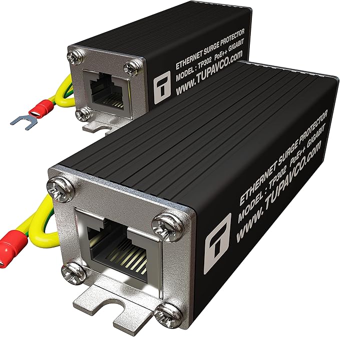 Tupavco Ethernet Surge Protector (2 Pack) Gigabit High PoE++ Class 8 (154W/3.2A) TP302x2