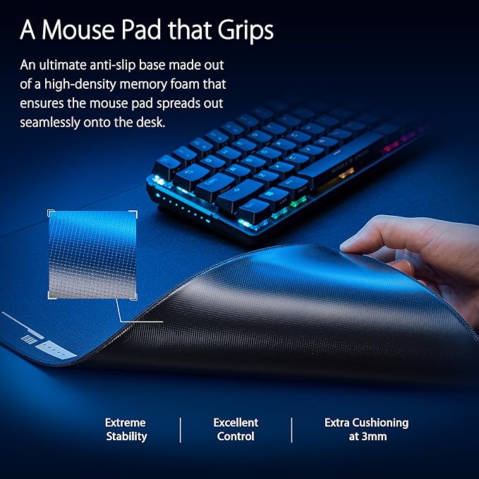 ASUS ROG Hone Ace XXL Gaming Mouse Pad – 35.4” x 15.7", (XXL Size), Extra-Cushioning, Table-Sized for Wide, Smooth Glide and Control, Water/Oil/Dust-Resistant, Extra-Soft Non-Slip Rubber Base - Black