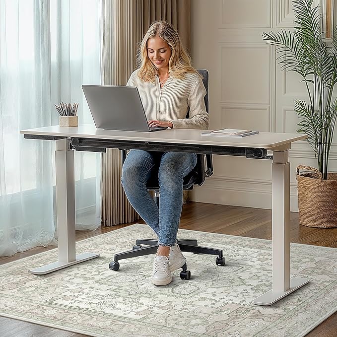 36"x48" Office Chair Mat for Hardwood Tile Floor, Under Desk Carpet Protector for Rolling Computer Chair Mat, Machine Washable Area Rug, Anti-Slip 1/5" Thick Low Pile Thin Vinyl Floor Mat, Mint