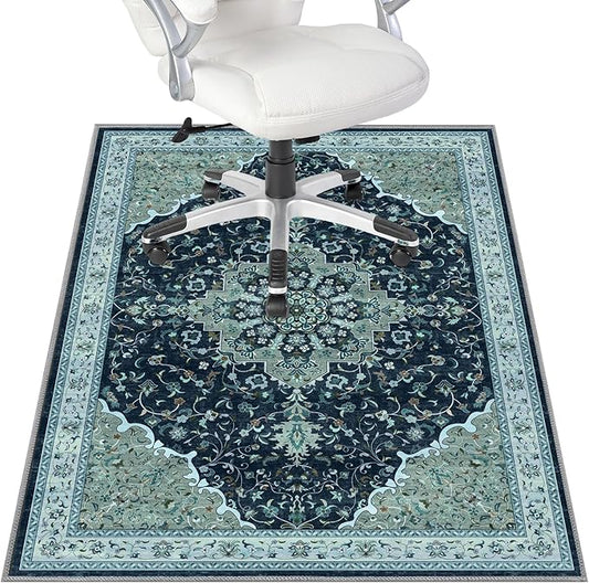 Office Chair Mat for Hardwood Floor&Tile Floor,36"X 48" Heavy Duty Desk Chair Mat for Hard Floors,Under Desk Rug for Rolling Computer Chair,Anti Slip,Low Pile Carpet Floor-Black Gray