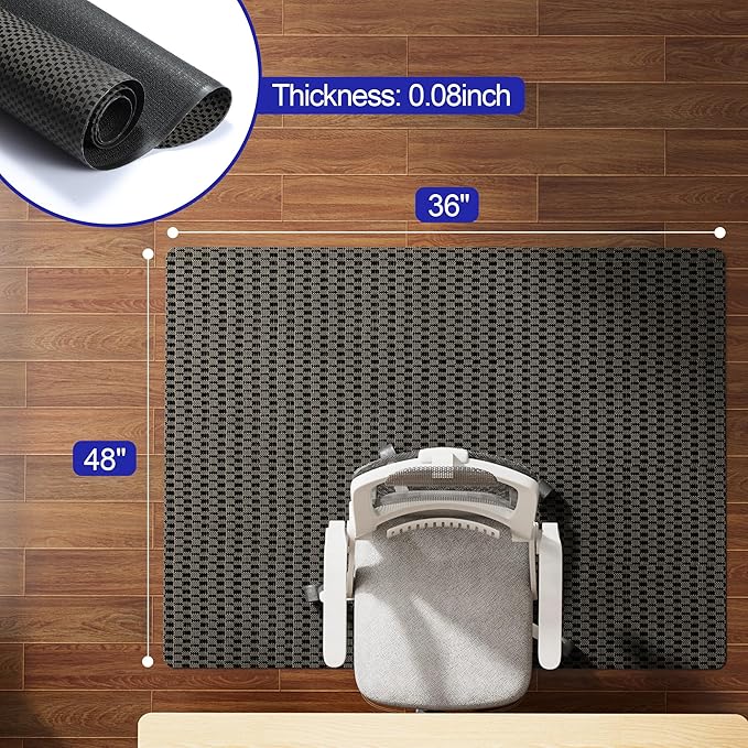 Delamu Office Chair Mat for Hardwood Floor, 36"×48" Floor Protector for Under Desk Computer Rolling Chair Mat, Anti-Slip PVC Chair Mats for Office Home (Black Brown)
