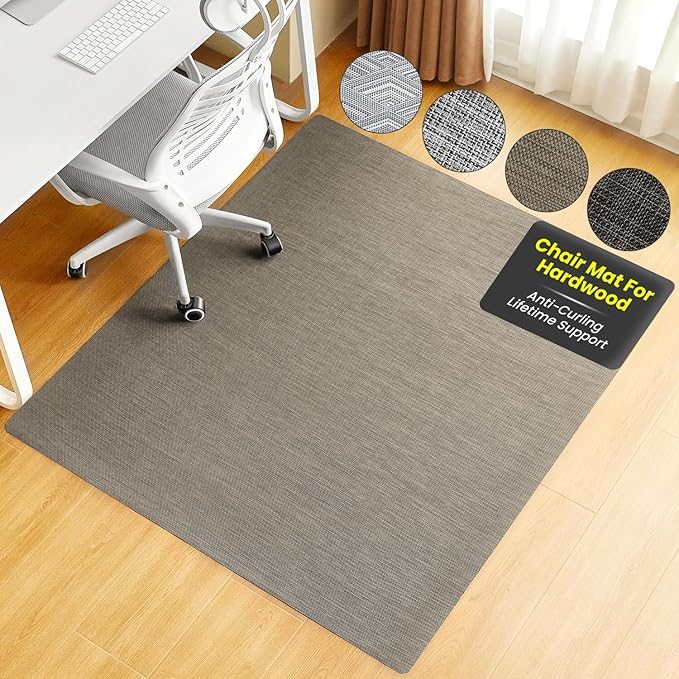 BAGAIL Office Chair Mat for Hardwood Floor, 45"x53" Heavy Duty Computer Chair Mat - Fast Flat & Smooth Glide - Non-Slip Desk Chair Floor Protector for Home Office - Brown