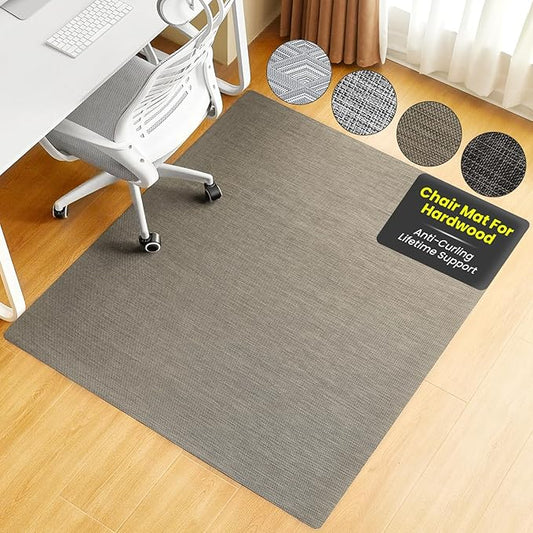 BAGAIL Office Chair Mat for Hardwood Floor, 45"x53" Heavy Duty Computer Chair Mat - Fast Flat & Smooth Glide - Non-Slip Desk Chair Floor Protector for Home Office - Brown