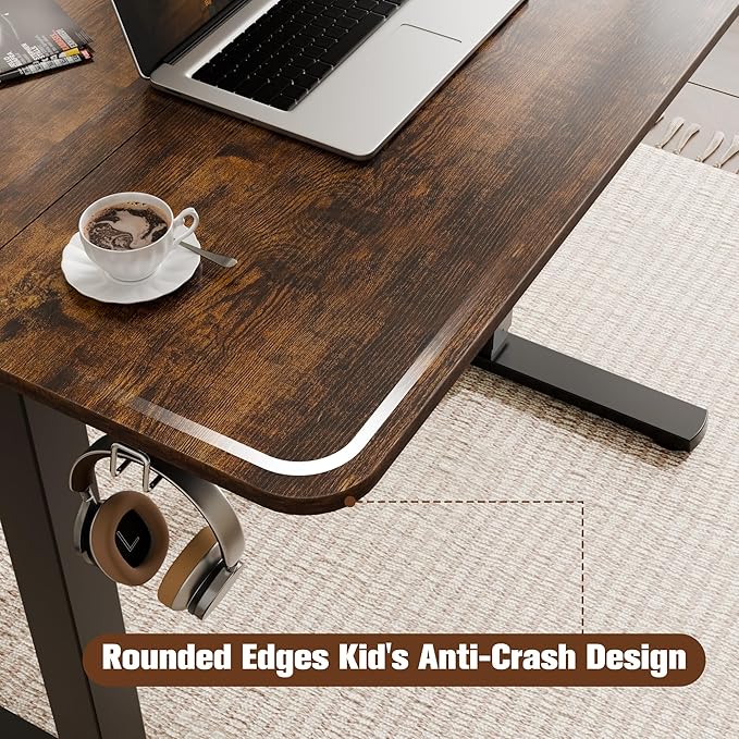 ERGOMAKER 35" Electric Standing Desk, Adjustable Height, Sit Stand Up Desk for Home Office & Computer Workstations, Memory Controller, Rustic Brown
