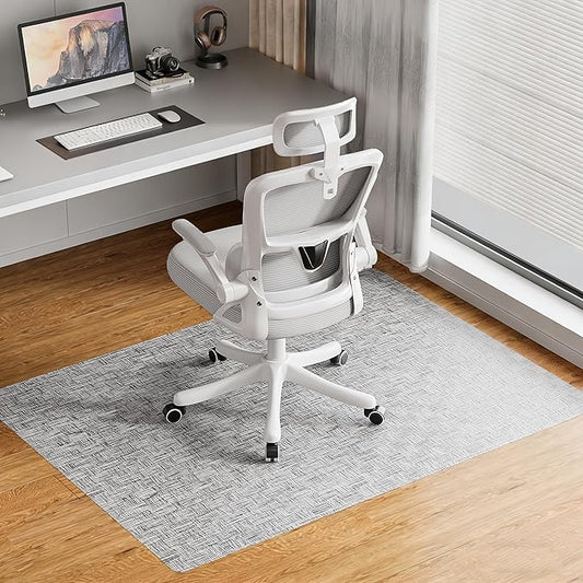 Delamu Office Chair Mat for Hardwood Floor, Non-Slip PVC Woven Computer Desk Chair Mat, 35"×47" Heavy Duty Hard Floor Protector for Rolling Chairs, Light Gray, Not for Carpet