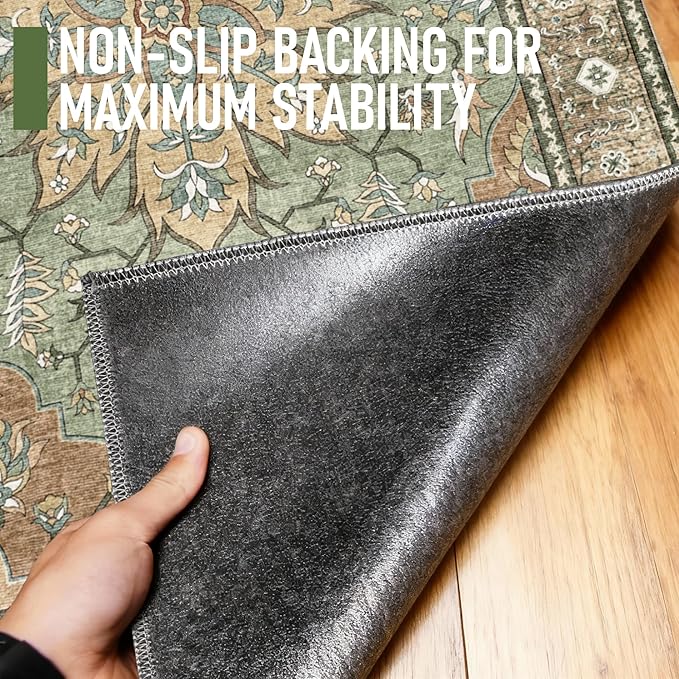 36"x48" Office Chair Mat for Hardwood, Under Desk Chair Mat for Home Office, Anti-Slip Office Rugs for Rolling Chairs, Floor Protector Washable Rugs Olive Green