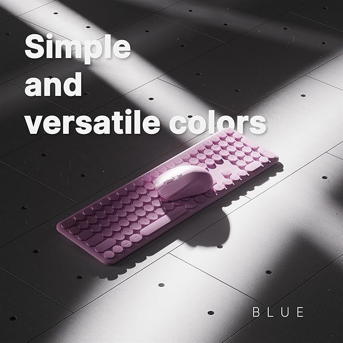 x UBOTIE Wireless Keyboard and Mouse Combo with 110 Round Keycaps, Power Switch, and Scissor-Switch Typing Feel – Ideal for Office Use(Pink)