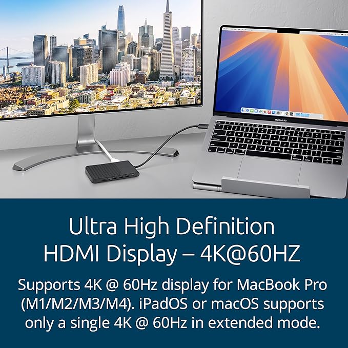 Kensington UH1510P 11-in-1 USB-C Triple Video Hub, Triple 4K at 60Hz, 85W PD, Compatible with MacBook M1/M2/M3/M4, Dell, HP, and Lenovo Laptops (K34040WW) Black