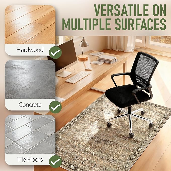 Office Chair Mat for Hardwood Floor, 36"x48" Desk Chair Mat for Home Office, Non-Slip Under Desk Mat Rug for Rolling Chair,Washable Rugs for Gaming Chairs-Rust