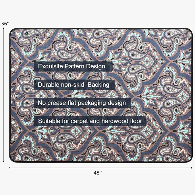 Placoot Heavy Duty Office Chair Mat for Carpet & Hardwood Floors, 48" x 36" Decorative Chair Mat Floor Mat, Desk Chair Mat for Carpeted Floors and Hardwood Floor for Home Office, Bustling