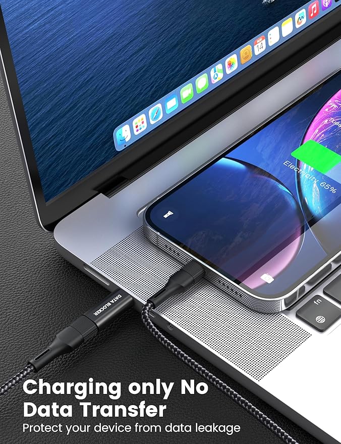 5 Pack USB Data Blocker Adapter, USBC Data Blocker for iPhone 15 16 17 and for Android Phone or for ipad, USB-C to USB-C Data Blocker Adapter Only for Charge, Protect Against Juice Jacking ( Black )