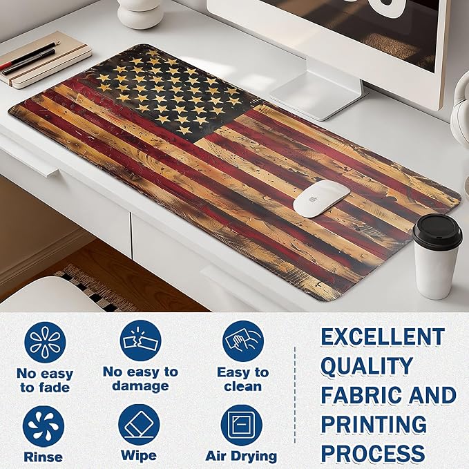 Mouse Pad Gaming - Desk Mat for Keyboard and Mouse - American Antique Flag Large Mouse Pads for Desk, Desks Pad Mat(35.4" X 15.7") with Non-Slip Base, Gaming Mousepad for Game, Office and Home