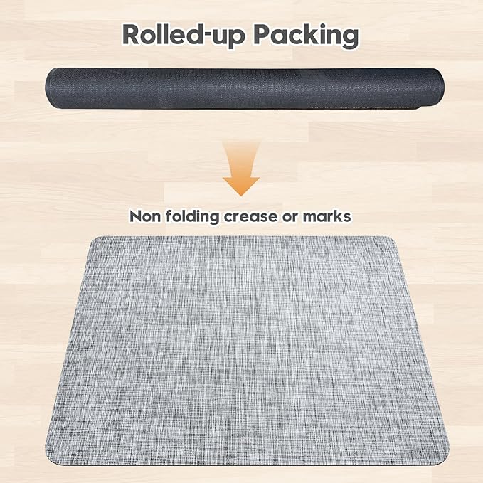 Sycoodeal Office Chair Mat for Hardwood & Tile Floor, 40" x 48" Computer Gaming Chair Mat for Rolling Chairs Non-Curve, Anti-Slip, Heavy Duty Floor Protector for Home Office (Grey)