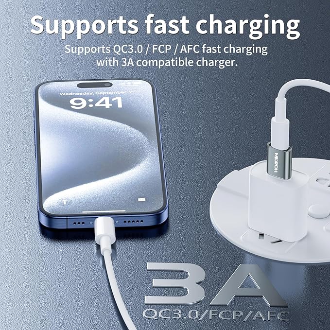 USB to USB C Adapter 4 Pack,HOWJIM USB C Female to USB 3.0 Male OTG Adapter,PD27W/66W Fast Charging 5Gbps Data Transfer for M-acBook,Pad Pro,Phone 17/16/15,G-alaxy,X-peria,A-irpods,Pixel,CarPlay Gray