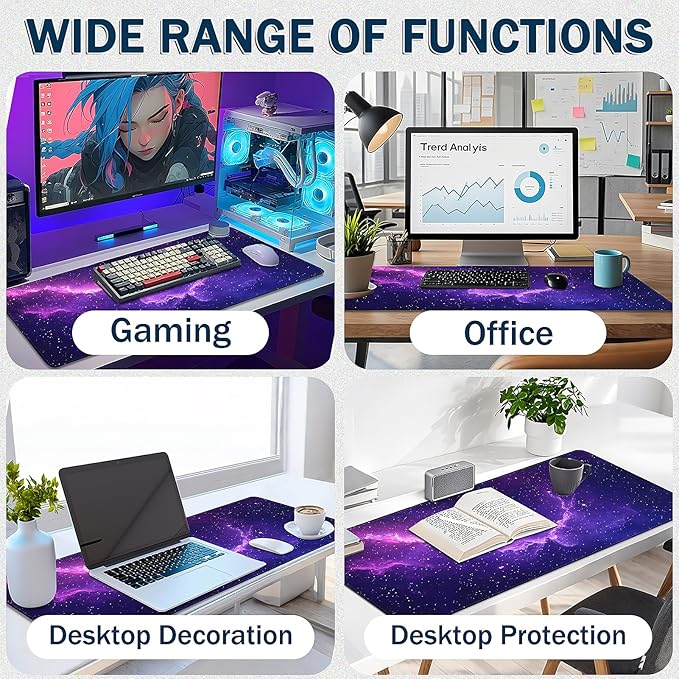 Mouse Pad Gaming - Desk Mat for Keyboard and Mouse - Galaxy Space Large Mouse Pads for Desk, Desks Pad(35.4" X 15.7") with Non-Slip Base, Galaxy Nebula Gaming Mousepad for Game, Office and Home