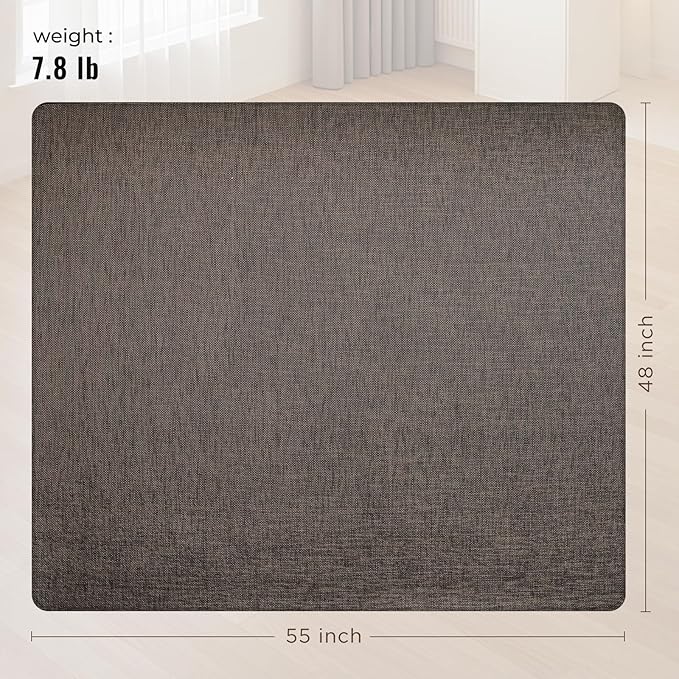 Office Chair Mat,48"x55" Anti-Slip Waterproof Hardwood Floor Chair Mat,Heavy Duty Floor Protector Rolling Chairs for Home Office(Coffee)