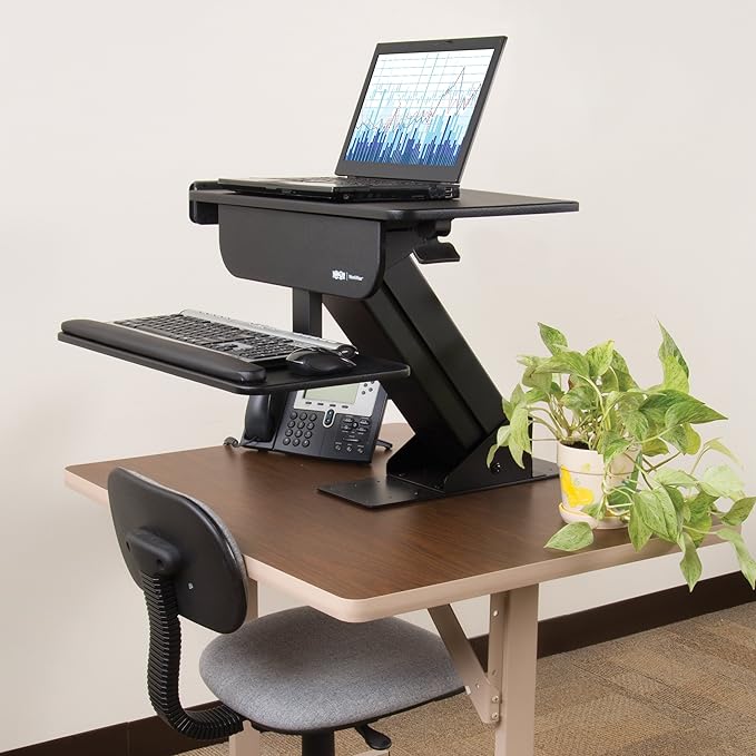 Tripp Lite Sit Stand Desktop Workstation, Adjustable Standing Desk with Clamp (WWSSDC)