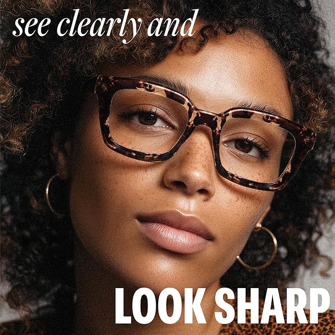 IBOANN Oversized Blue Light Glasses for Woman, Funky Fashion Glasses With Preppy Look, Reduce Screen Fatigue Computer Glasses