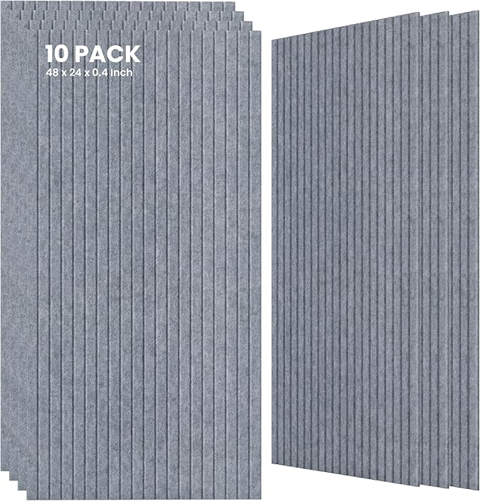 10 Pack Large Acoustic Panels,47.2 x 23.6 x 0.35 Inch Sound Proof Foam Panels for Walls，Premium Noise Dampening Panels,Sound Panels for Media Room, Office and Studio,African Gray