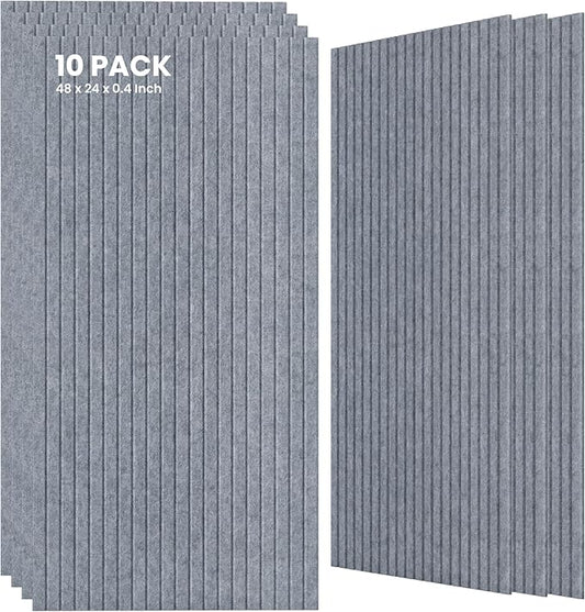 10 Pack Large Acoustic Panels,47.2 x 23.6 x 0.35 Inch Sound Proof Foam Panels for Walls，Premium Noise Dampening Panels,Sound Panels for Media Room, Office and Studio,African Gray