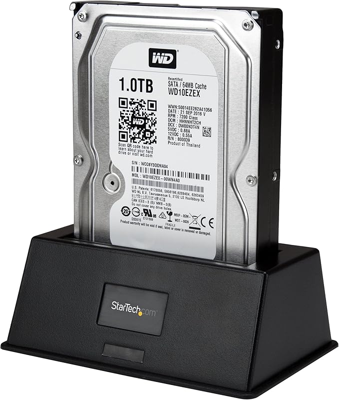 StarTech.com Single Bay USB 3.0 to SATA Hard Drive Docking Station, USB 3.0 (5 Gbps) Hard Drive Dock, External 2.5/3.5" SATA I/II/III HDD/SSD Docking Station, Top-Loading Hard Drive Bay (SDOCKU33BV)