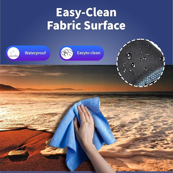 Wknoon. Extra Large Gaming & Office Mouse Pad (31.5" x 11.8") – Sunset Glow Over a Golden Foamy Beach Panorama Scenery, Anti-Slip XXL Desk Mat with Durable Stitched Edges & Smooth Surface