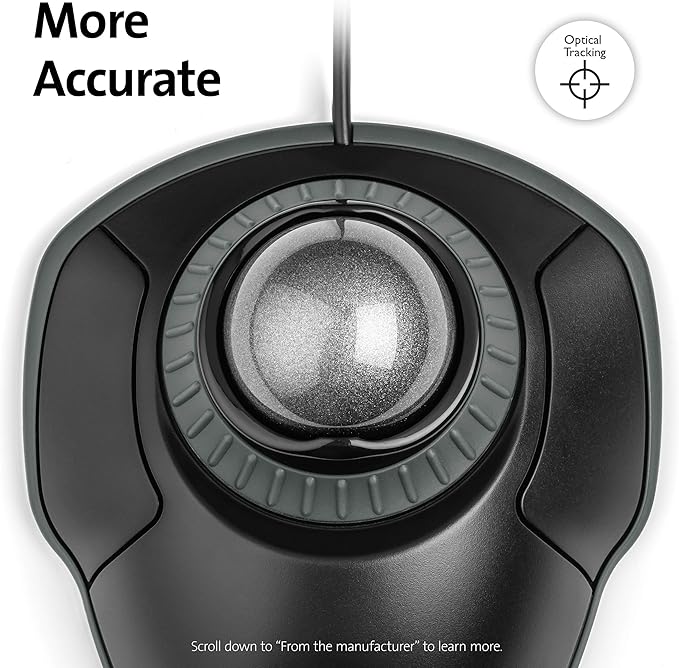 Kensington Orbit Trackball Mouse with Scroll Ring (K75327WW), Black-Grey