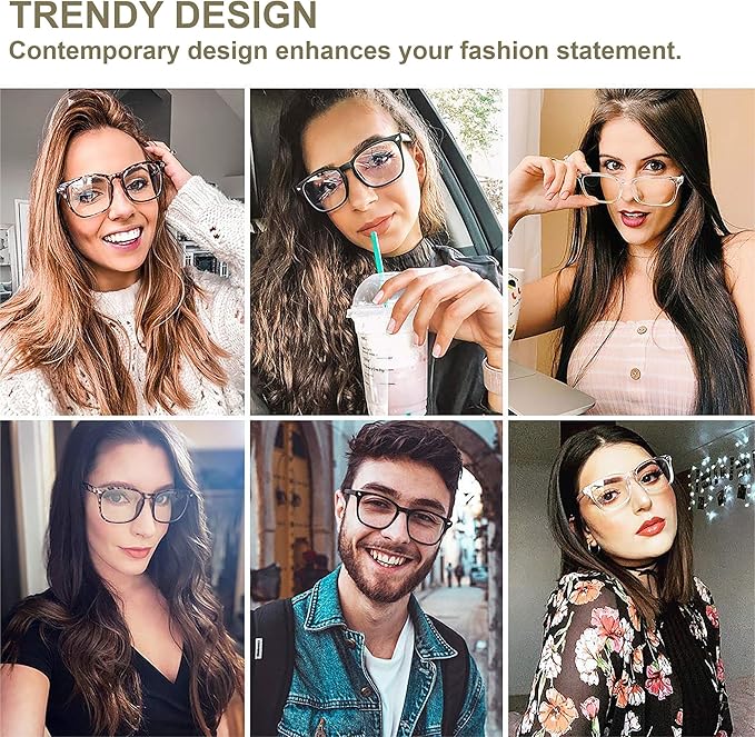 Blue Light Glasses for Woman Men | 99% Blue Light Blocking Glasses | Computer Glassess | Gaming | TV Phone Screen Reader Square Frame | Anti Eyestrain & UV Glare,1 Pack