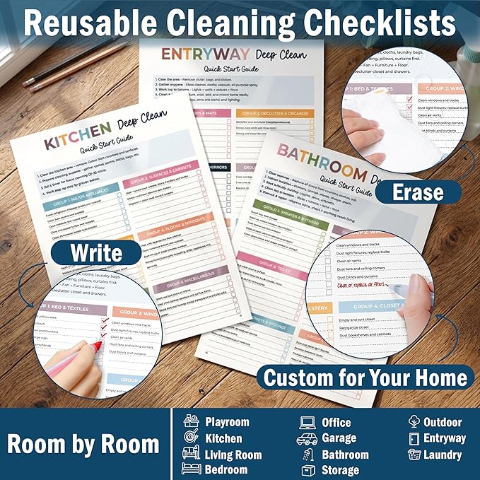 ADHD Cleaning Planner - Daily, Weekly & Monthly Cleaning Checklist Organizer for Adults & Teens, Break Chores Into Small Wins, Glossy Erase Checklists - Planning Pages (version 2)