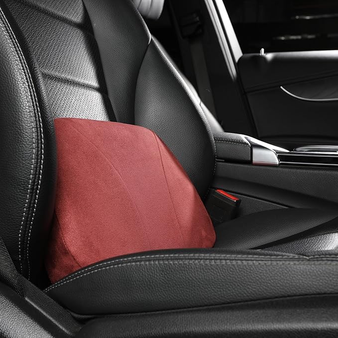 Lumbar Support Pillow,Back Pain Relief Cushion,fits tightly around the waist,Memory Foam,Skin-friendly Suede Fabric,fit Car Drive,Office chair,Rest seat,Improve Posture,Portable,15.5''Lx 8.7''H