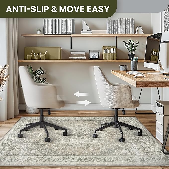 48"x60" Office Chair Mat for Hardwood Tile Floor, Under Desk Carpet Protector for Rolling Computer Chair Mat, Machine Washable Area Rug, Anti-Slip 1/5" Thick Low Pile Thin Vinyl Floor Mat, Trench