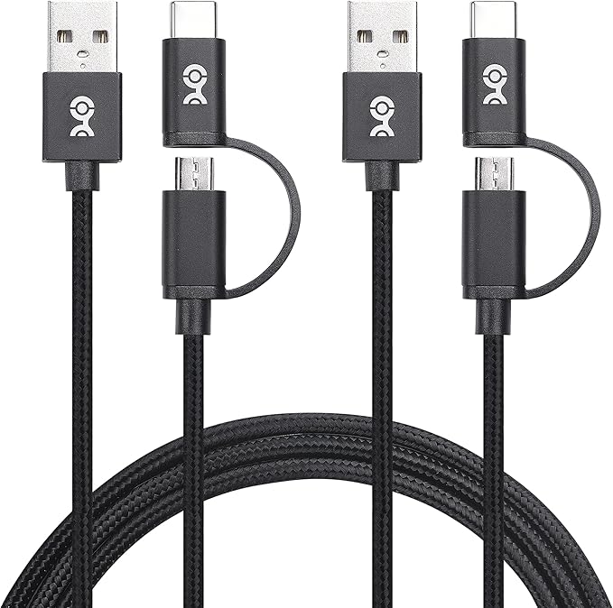 Cable Matters 2-Pack 2-in-1 USB-C Cable (USB Type-C Cable) with Tethered USBCto Micro USBAdapter 3.3 Feet for Samsung Galaxy S9, S8, Note 8 and More