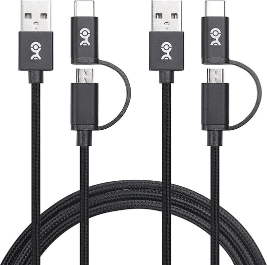 Cable Matters 2-Pack 2-in-1 USB-C Cable (USB Type-C Cable) with Tethered USBCto Micro USBAdapter 3.3 Feet for Samsung Galaxy S9, S8, Note 8 and More