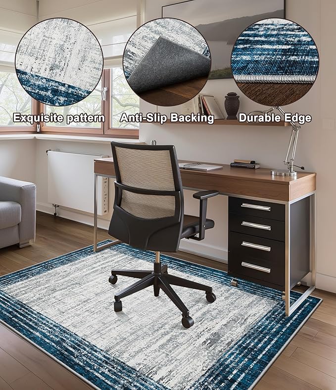 chakme Office Chair Mat for Hardwood Floor, 48"x36" Easy Glide Computer Desk Mat Protector for Rolling Chair Under Desk Rug Nonslip Backing, Machine Wash, (Square)