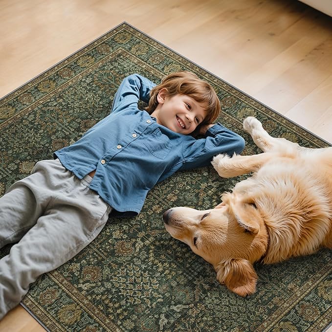 36"x48" Office Chair Mat for Hardwood Tile Floor, Under Desk Carpet Protector for Rolling Computer Chair Mat, Machine Washable Area Rug, Anti-Slip 1/5" Thick Low Pile Thin Vinyl Floor Mat, Dark Brown