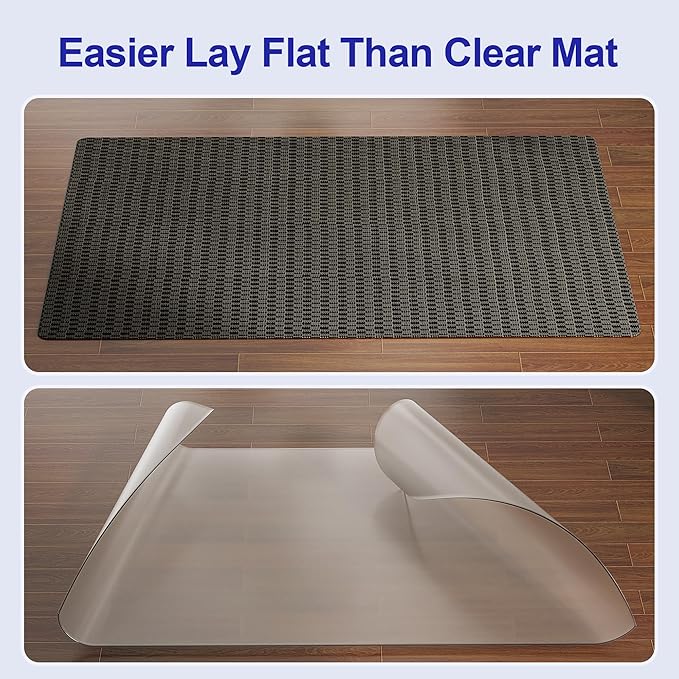 Delamu Office Chair Mat for Hardwood Floor, 36"×48" Floor Protector for Under Desk Computer Rolling Chair Mat, Anti-Slip PVC Chair Mats for Office Home (Black Brown)