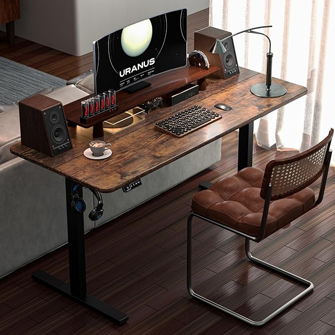 ERGOMAKER 43" Electric Standing Desk, Adjustable Height, Sit Stand Up Desk for Home Office & Computer Workstations, Memory Controller, Rustic Brown
